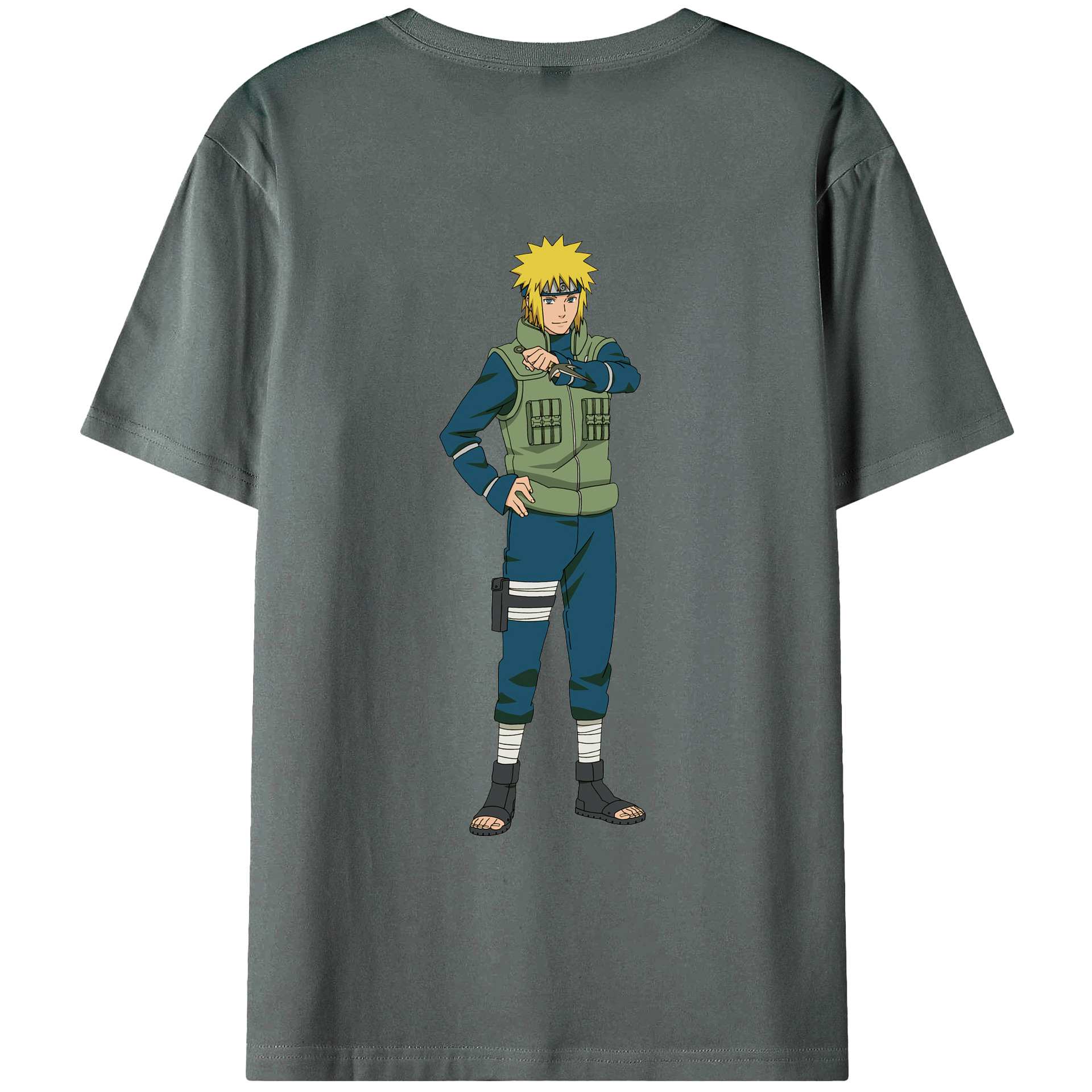 （画像用） NARUTO -ナルト- 波風 ミナト Namikaze Minato 綿100％ メンズ半袖Tシャツ（バックプリント） 通気性
